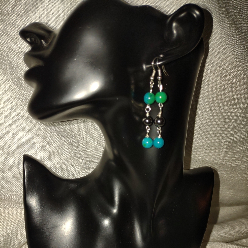 Chrysocolla and Hemitite Earrings